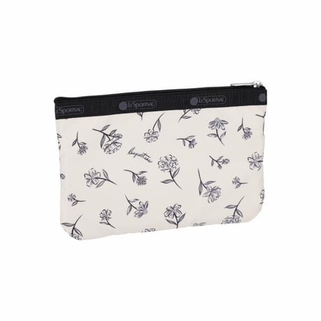 レスポートサック 3 ZIP COSMETIC POUCH INK SKETCHED FLORAL IVORY 7158 HG81 lesportsac ポーチ