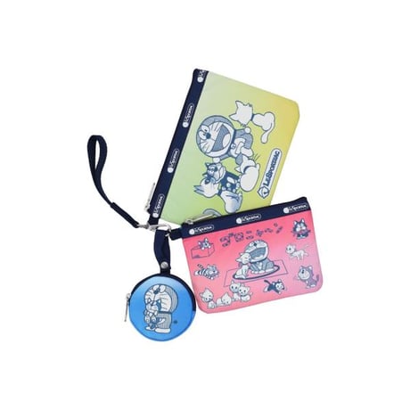 レスポートサック ドラえもん WRISTLET POUCHES WITH ROUND CHARM DORAEMON WITH MEOW 2944 HH28 lesportsac ポーチ