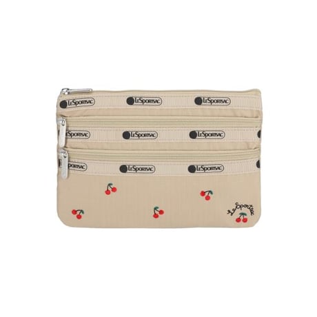 レスポートサック 3 ZIP COSMETIC POUCH CHERRY EMBROIDERY 7158 HF98 lesportsac ポーチ