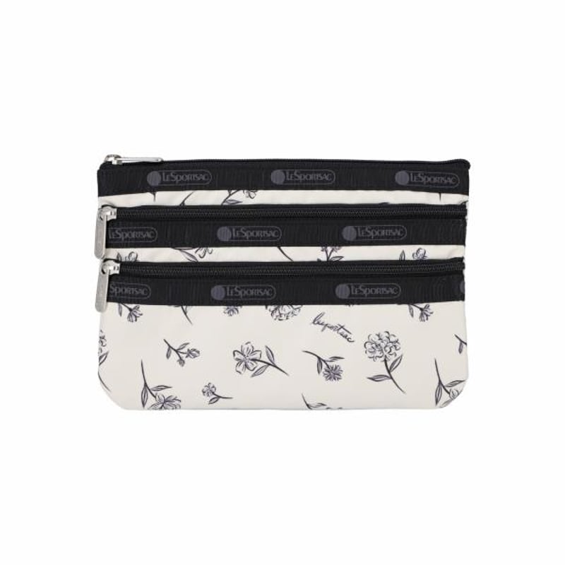 レスポートサック 3 ZIP COSMETIC POUCH INK SKETCHED FLOR
