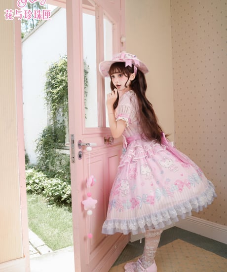 「花箱×サンリオ」Hello Kittyリボン 柄付きワンピース【10/10まで】ロリータ