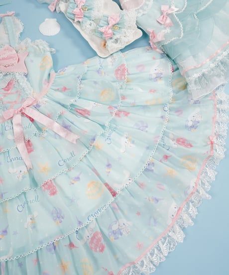 「花箱×サンリオ」シナモンオーシャン 柄付きジャンパースカート【10/10まで】ロリータ