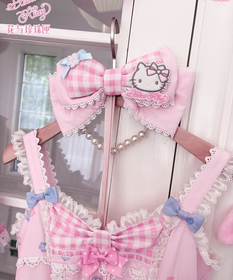 「花箱×サンリオ」Hello Kittyリボン エプロン、ボンネット、バブーシュカ、他【10/10まで】ロリータ
