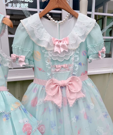 「花箱×サンリオ」シナモンオーシャン 柄付きオーバースカートワンピース【10/10まで】ロリータ
