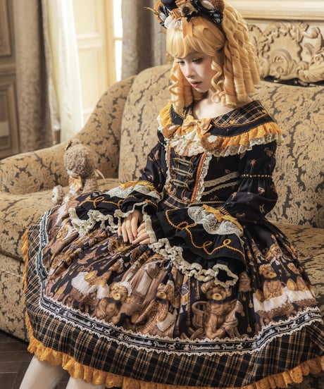 「Antique Bear」柄付きワンピース【9/10まで】ロリータ