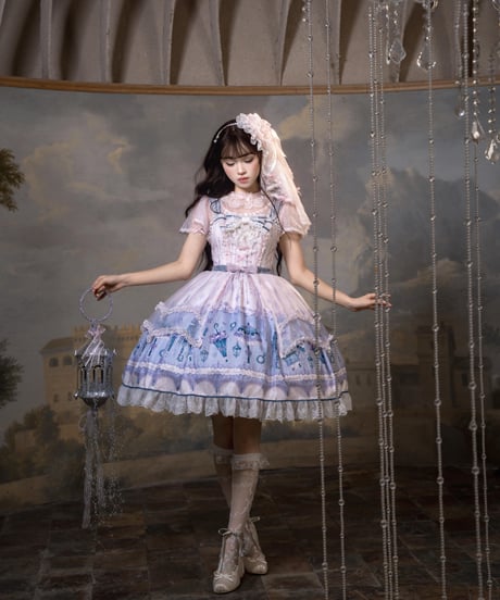 「To The Rain」柄付きジャンパースカート【8/18まで】ロリータ