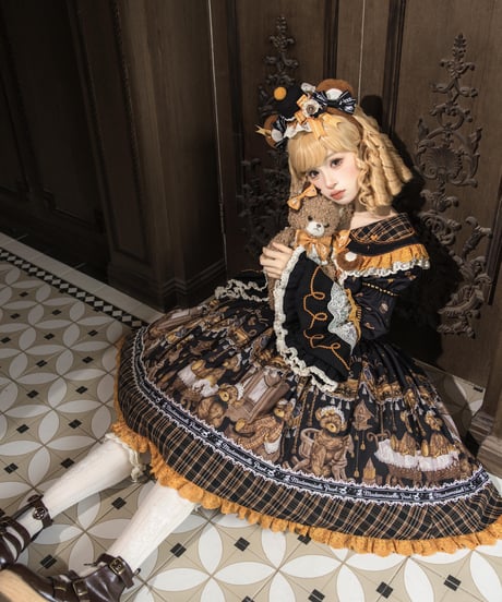 「Antique Bear」柄付きワンピース【9/10まで】ロリータ