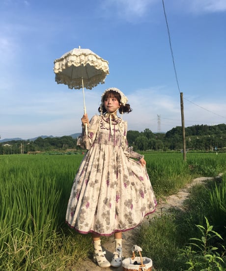 「ロワール葡萄園」1.0立ち襟長袖ワンピース（ショート/ロング）【7/20まで】ロリータ