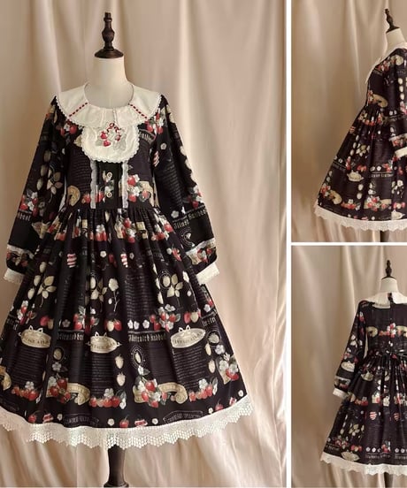 「Strawberry Album」苺刺繍襟ワンピース【9/19まで】ロリータ