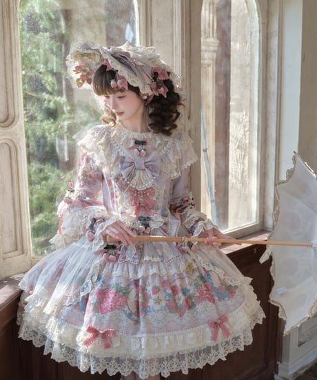 「Porcelain Strawberry」ドレス、ボンネット、他【11/13まで】ロリータ