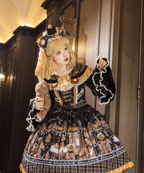 「Antique Bear」柄付きワンピース【9/10まで】ロリータ