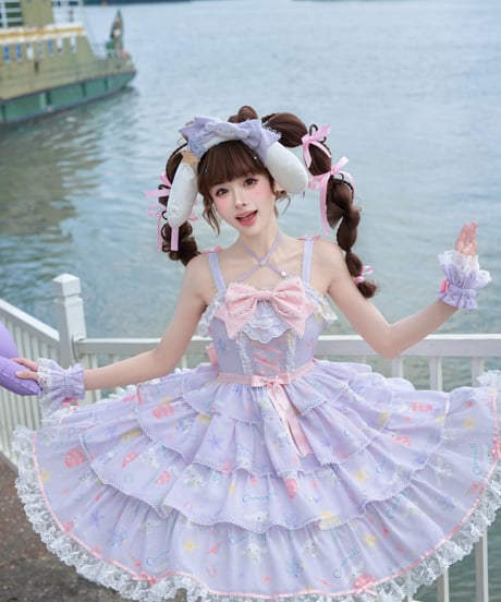 「花箱×サンリオ」シナモンオーシャン 柄付きジャンパースカート【10/10まで】ロリータ