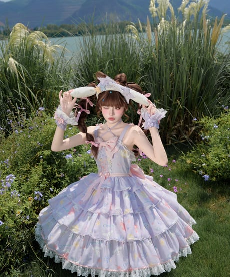 「花箱×サンリオ」シナモンオーシャン 柄付きジャンパースカート【10/10まで】ロリータ