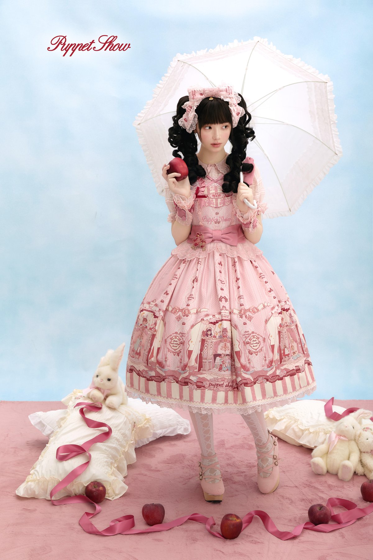 タグ付き新品 はれあめ ジャンパースカート 肉球 ピンク ロリータ ゆめかわいい Puppet Show」ジャンパースカート（ダークピンク）【9/3まで】ロリータ