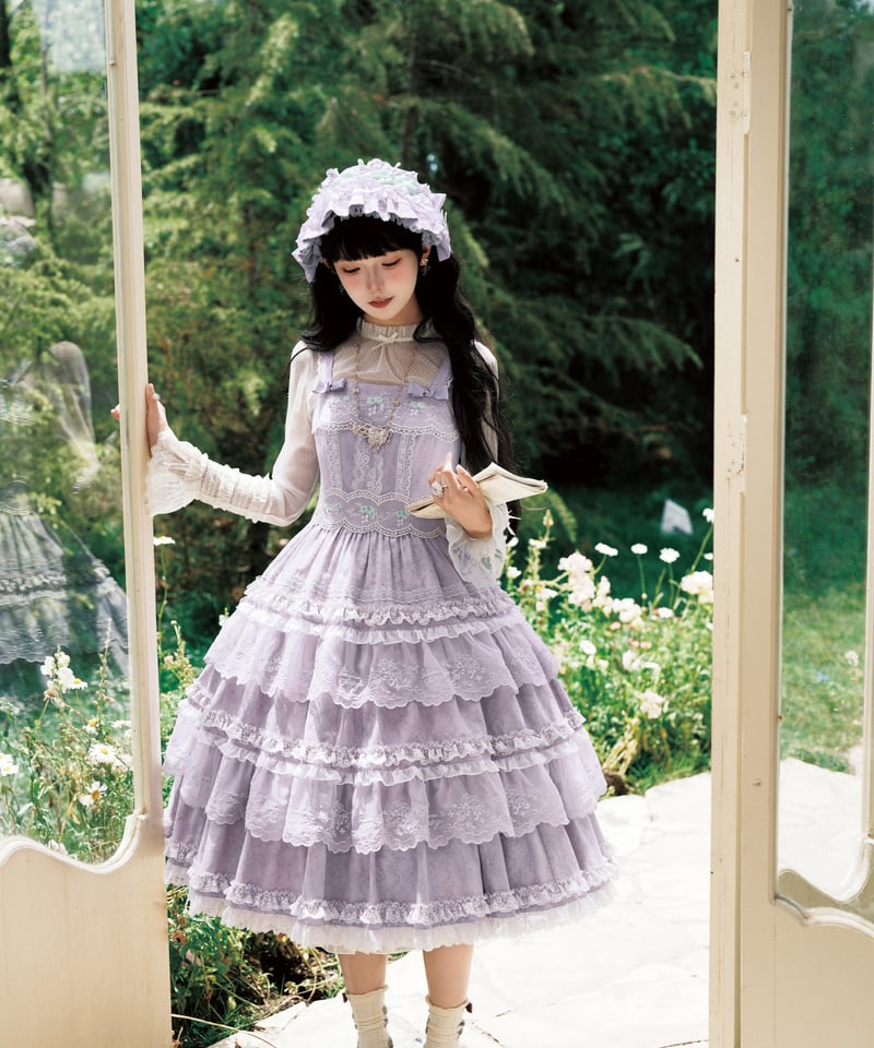 M7様　Rossa　46　ロングコート　フリル　ステッチ　お花　大きいサイズ ロワール葡萄園」6.0無印刺繡段々ジャンパースカート【7/20まで