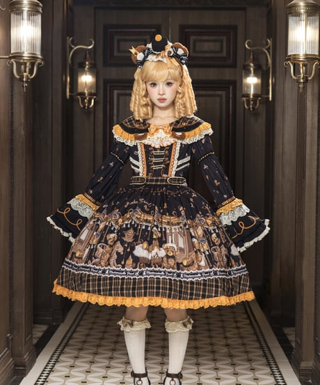 「Antique Bear」柄付きワンピース【9/10まで】ロリータ