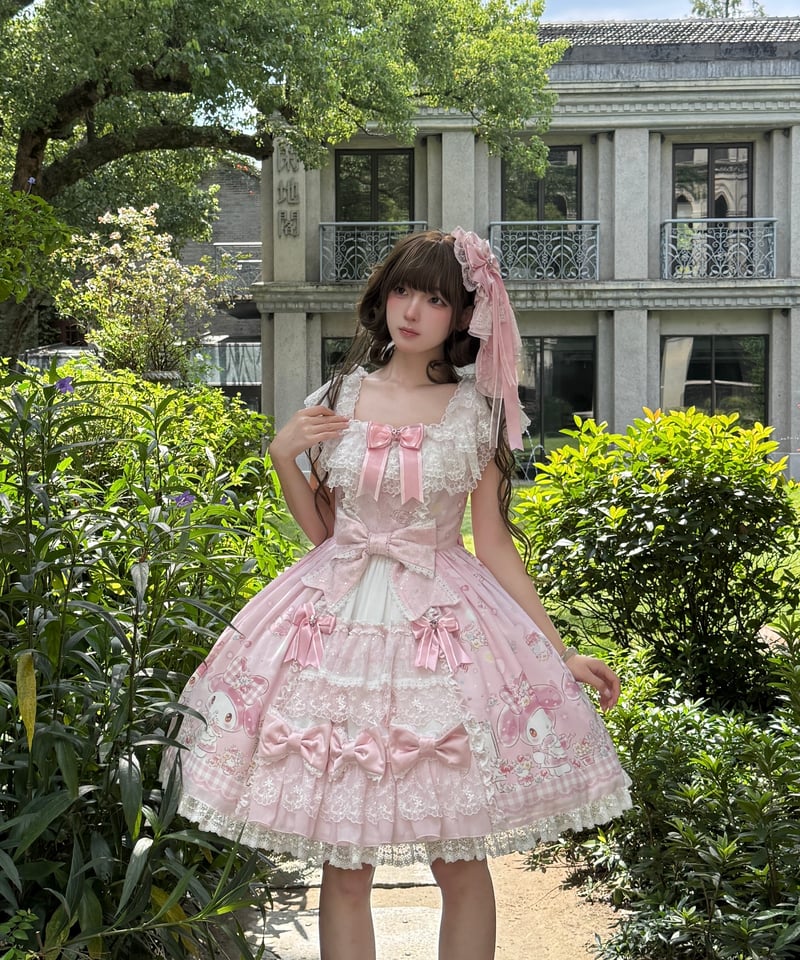 レア希少サンリオ平成レトロマイメロ新品ローズガーデン ミニチェスト 姫系ロリータ 仲夏×サンリオ」マイメロディ 前開きワンピース【10/17まで】ロリータ