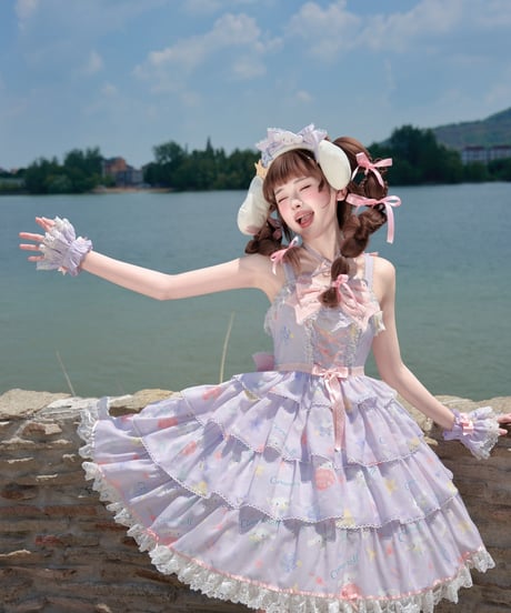 「花箱×サンリオ」シナモンオーシャン 柄付きジャンパースカート【10/10まで】ロリータ