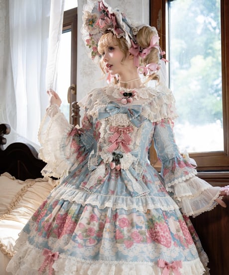 「Porcelain Strawberry」ドレス、ボンネット、他【11/13まで】ロリータ