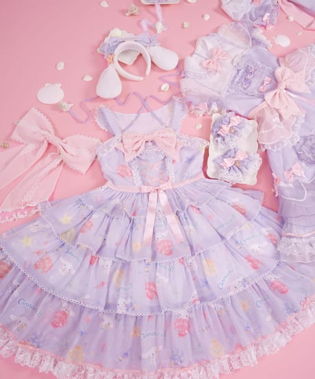 「花箱×サンリオ」シナモンオーシャン 柄付きジャンパースカート【10/10まで】ロリータ