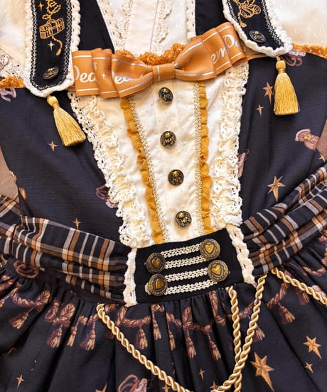 「Antique Bear」柄付きジャンパースカート、ブラウス【9/10まで】ロリータ