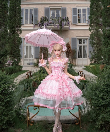 「花箱×Barbieコラボ」Flower Dreamハート刺繡ジャンパースカート【9/20まで】ロリータ