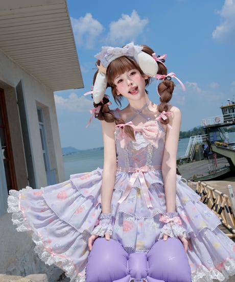 「花箱×サンリオ」シナモンオーシャン 柄付きジャンパースカート【10/10まで】ロリータ