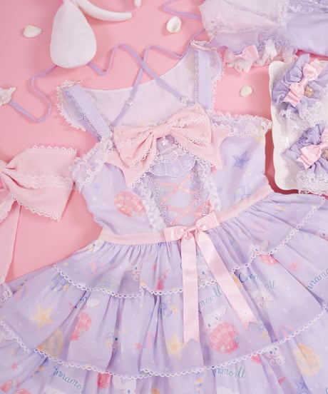 「花箱×サンリオ」シナモンオーシャン 柄付きジャンパースカート【10/10まで】ロリータ
