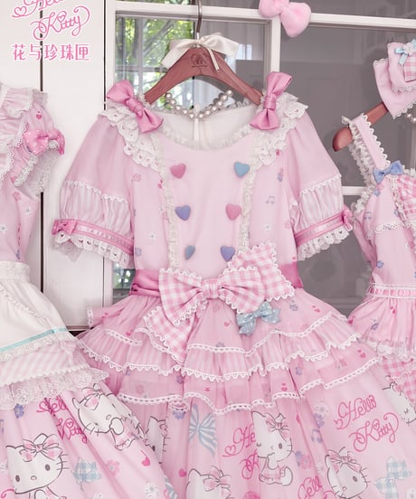 「花箱×サンリオ」Hello Kittyリボン 柄付きワンピース【10/10まで】ロリータ