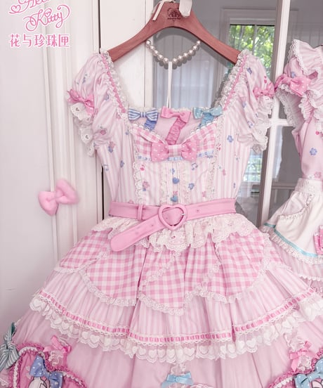 「花箱×サンリオ」Hello Kittyリボン 無地ワンピース【10/10まで】ロリータ