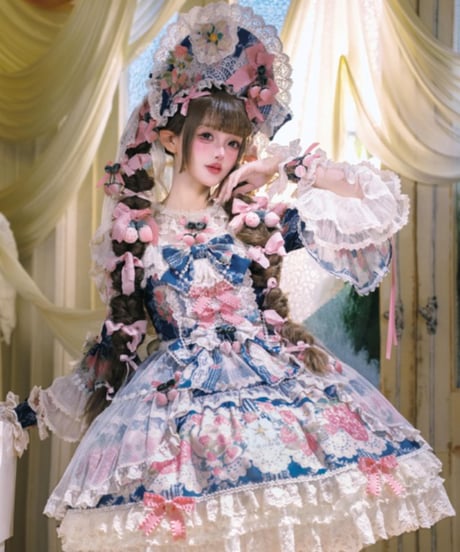 「Porcelain Strawberry」ドレス、ボンネット、他【11/13まで】ロリータ