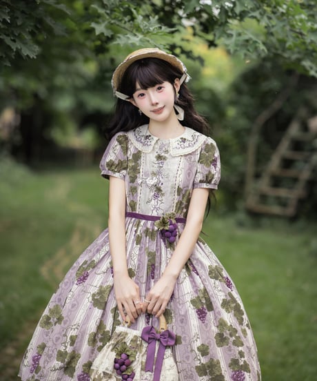 「ロワール葡萄園」5.0刺繍ドール襟ワンピース（ロング）【7/20まで】ロリータ