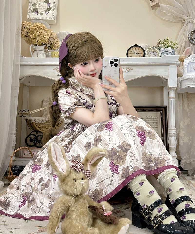 スパイシーラズベリークロスデザイン ボディス 半袖 ロリータ op ロワール葡萄園」3.0立ち襟半袖ワンピース【7/20まで】ロリータ | GIRLISM
