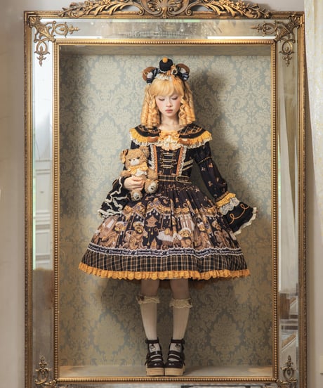 「Antique Bear」柄付きワンピース【9/10まで】ロリータ