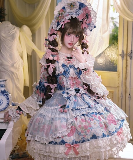 「Porcelain Strawberry」ドレス、ボンネット、他【11/13まで】ロリータ