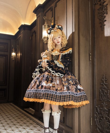 「Antique Bear」柄付きワンピース【9/10まで】ロリータ