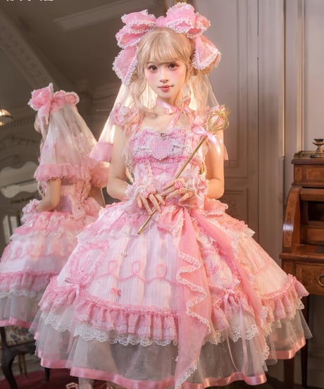 「花箱×Barbieコラボ」Flower Dreamハート刺繡ジャンパースカート【9/20まで】ロリータ