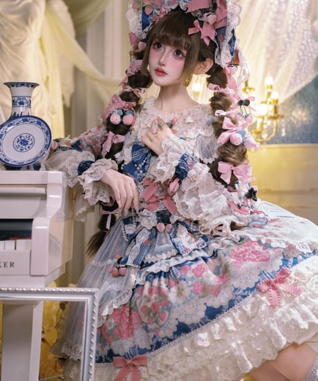 「Porcelain Strawberry」ドレス、ボンネット、他【11/13まで】ロリータ