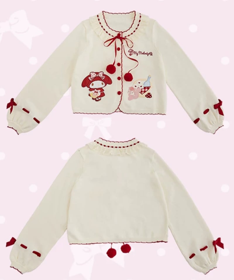 未使用級♡アルベロベロ ぶたさん フリルシャツ 刺繍 愉快な街の仲間たち M相当 仲夏×サンリオ」マイメロディ サロペット、エプロンジャンスカ、他【10