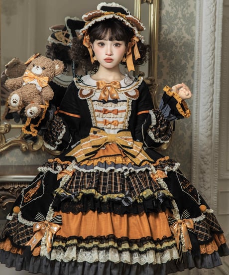 「Antique Bear」無地ワンピース【9/10まで】ロリータ