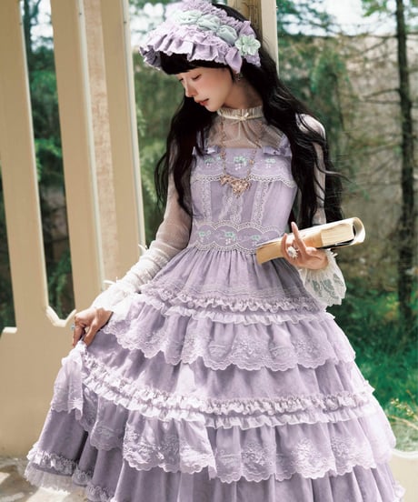 「ロワール葡萄園」6.0無印刺繡段々ジャンパースカート【7/20まで】ロリータ