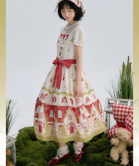 「Red House」ジャンパースカート、ヘッドドレス【8/10まで】ロリータ