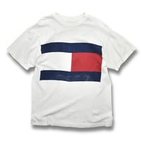 USED "90'S TOMMY HILFIGER" FLAG LOGO T-SHIRT
