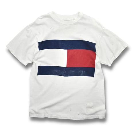 USED "90'S TOMMY HILFIGER" FLAG LOGO T-SHIRT