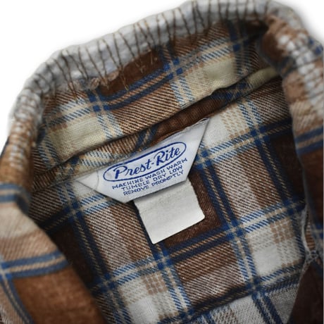 USED "70'S PREST RITE" PLAID FLANNEL L/S SHIRT