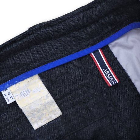 USED "00'S ARMANI JEANS" HERRINGBONE EASY CARGO PANTS