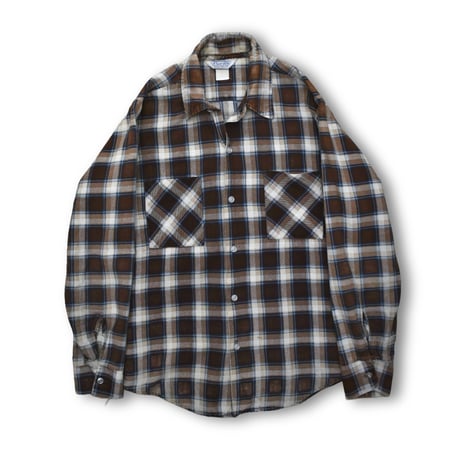 USED "70'S PREST RITE" PLAID FLANNEL L/S SHIRT