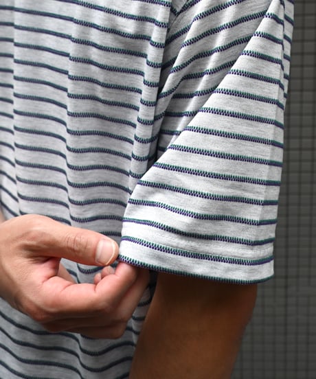 L.L.Bean Striped Short Sleeve Wide T-Shirt Ash Gray