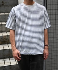 L.L.Bean Striped Short Sleeve Wide T-Shirt Ash Gray