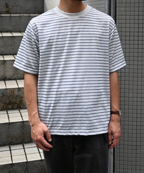 L.L.Bean Striped Short Sleeve Wide T-Shirt Ash Gray